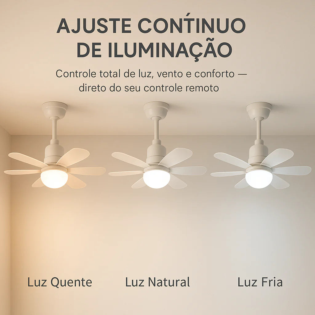 Ventilador + Iluminação LED em 1 Só Produto